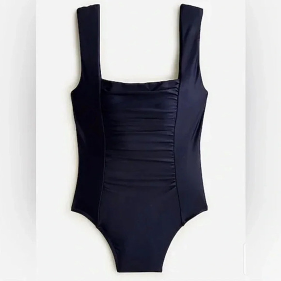 J.CREW NWT Ruched Square Neckline Navy One Piece Bathing Suit Size 22 - Picture 3 of 11